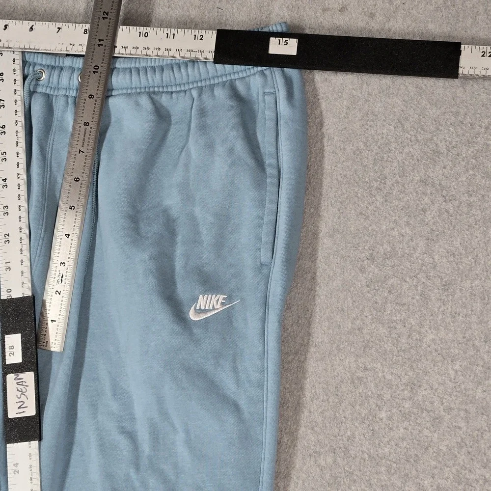 Nike Men Activewear Pants M Blue Embroidered Joggers Club Fleece
